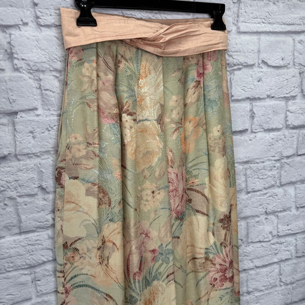 Vintage Cloak of Many Colors Tapestry Maxi Skirt Size 8 Jacquard Floral Pastel - Picture 2 of 4